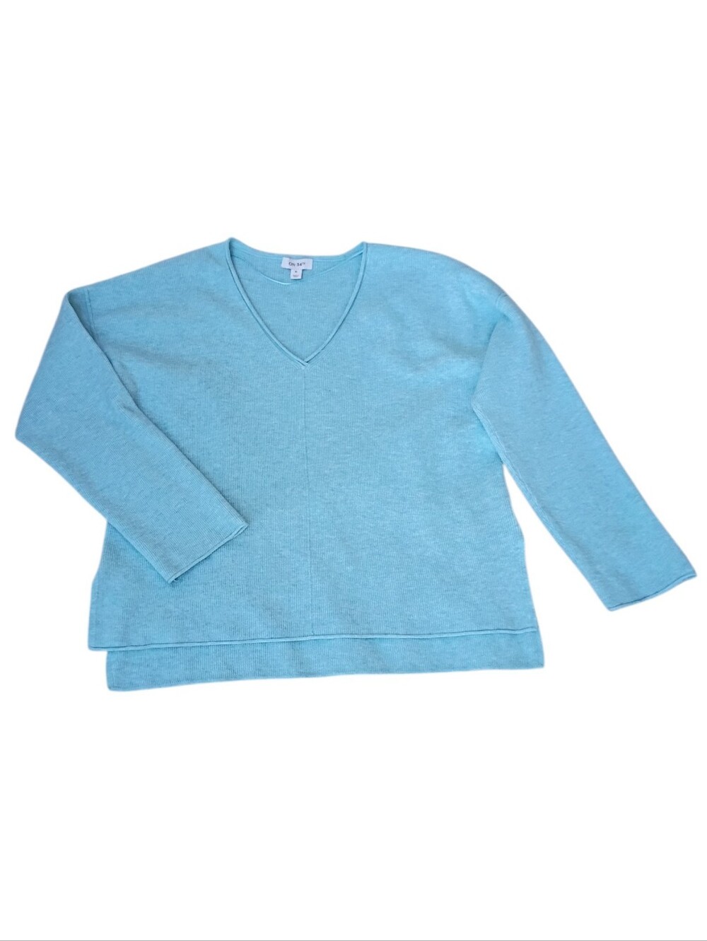 On 34th Light Blue V-Neck Women's Sweater sz XL